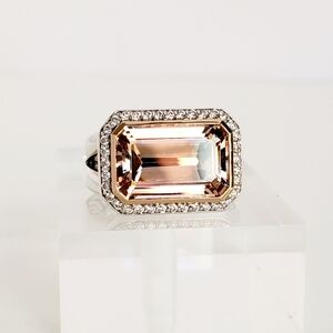 David Yurman Novella Statement Ring with Morganite & Diamonds and 18k Rose Gold